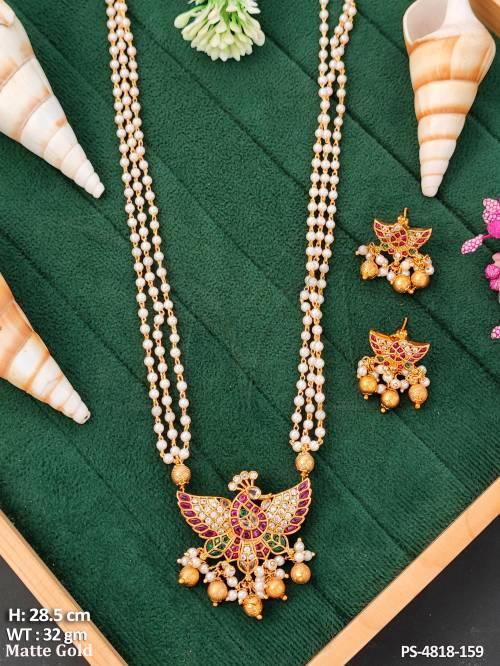 traditional-matte-gold-peacock-cz-pendant-set-