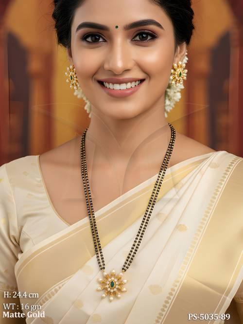 Ethnic Mangalsutra Pendant Set with Stud Earrings