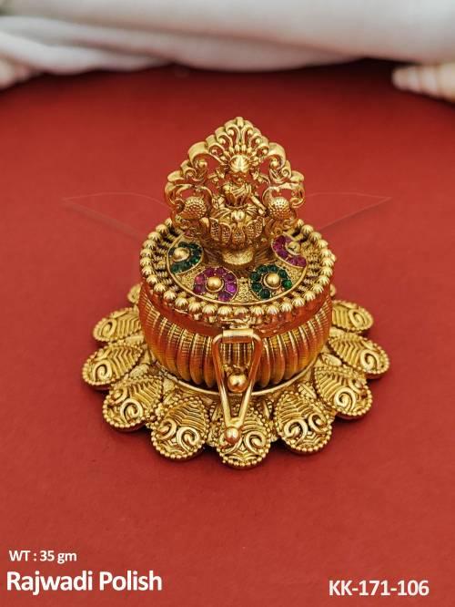 Temple Jewellery Beautifully Designed Rajwadi Polish God Face Temple Sindoor Box