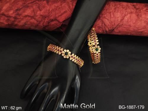 Matte Gold Polish Designer Fancy Style Party wer Beautiful Kemp Bangle Set