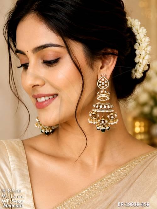 Designer Kundan Chandbali Pearl Earrings