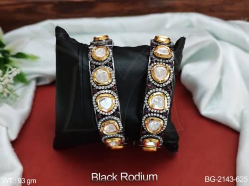 kundan-stones-black-rodium-fancy-desing-party-wear-kunda-bangle-set-of-2