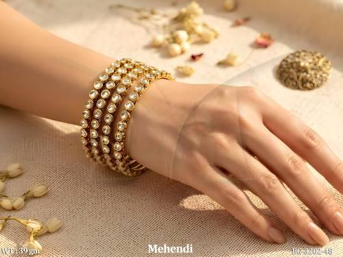 Premium Mehendi Polish Everyday Kundan Bangles