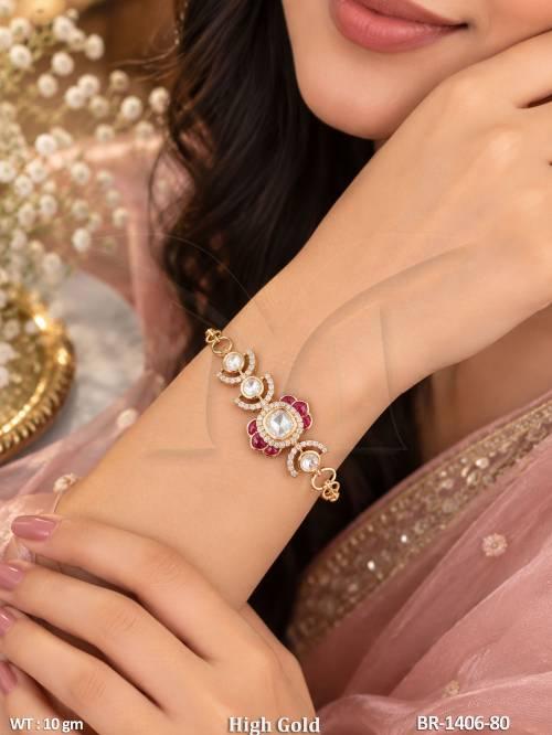 Contemporary High Gold Kundan Bracelet