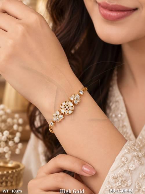Traditional Kundan High Gold Polish Bracelet Style