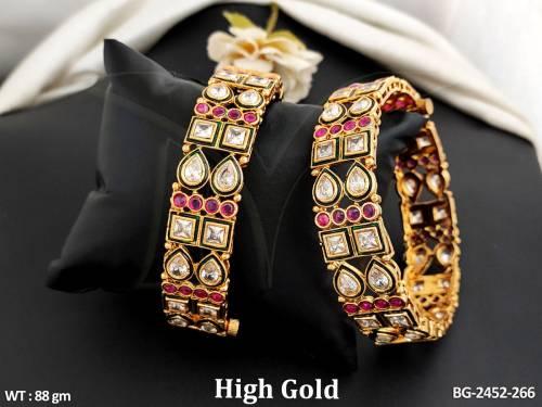 Kundan Jewellery Stylish Bangels High Gold Polish Party Wear 