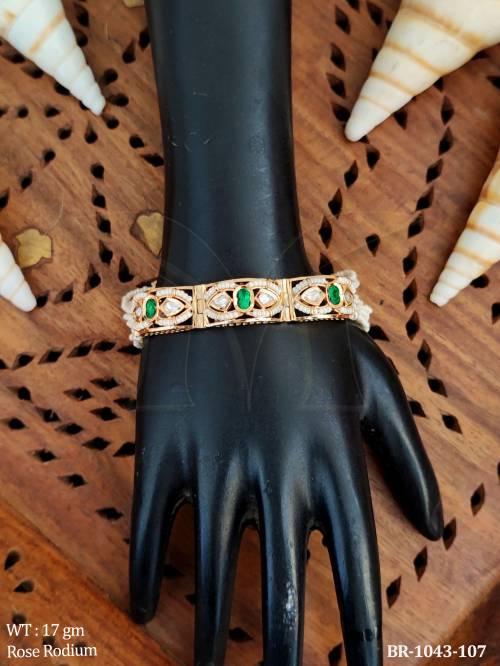 elegant-rose-rodium-multi-stone-kundan-bracelet-set