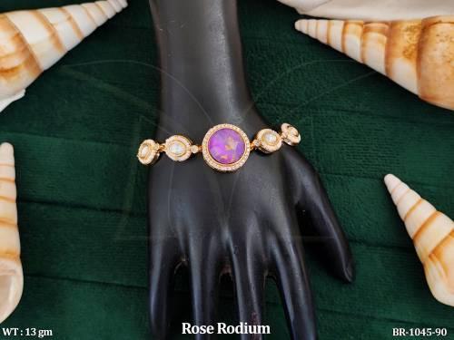 kundan-bracelet-with-multi-stone-&-rose-rodium-polish