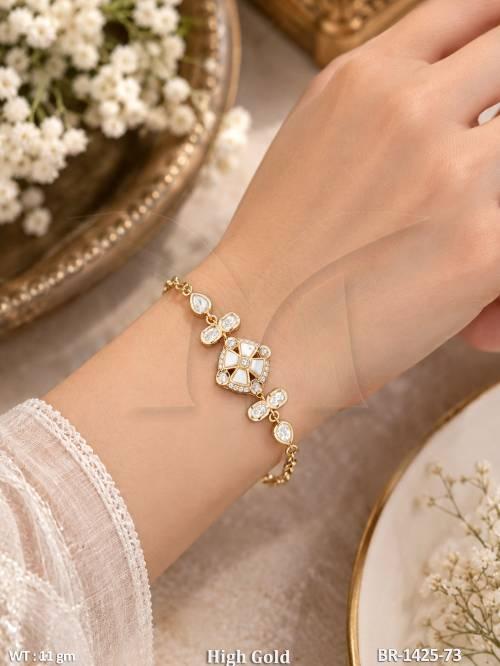 Elegant Kundan Floral Bracelet for Women