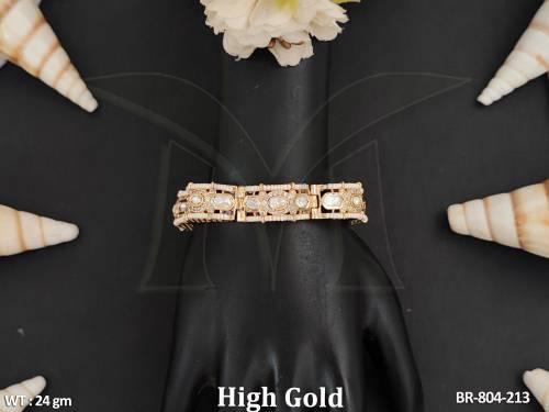 Kundan jewellery High Gold Polish Fancy Design Bracelet  — BR-804-213