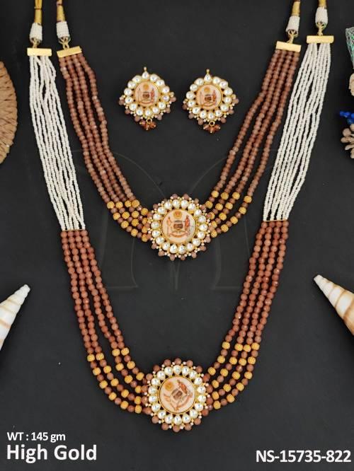 Kundan Jewellery High Gold Polish Party Wear Clustered Pearl  Necklace Set   