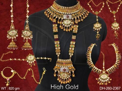 Kundan Full Stones Designer High Gold Polish Beautiful Fancy Style Party wear Dulhan Set
