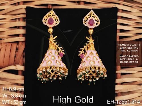 fancy-style-party-wear-beautiful-high-gold-polish-meenakari-handcraft-long-kundan-earring-