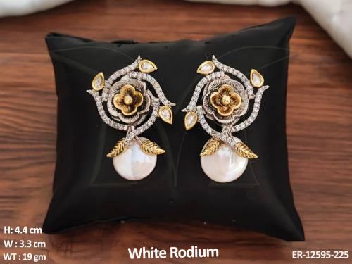 kundan-jewellery-white-rodium-polish-party-wear-accessories-women-kundan-tops-studs-earrings-set-