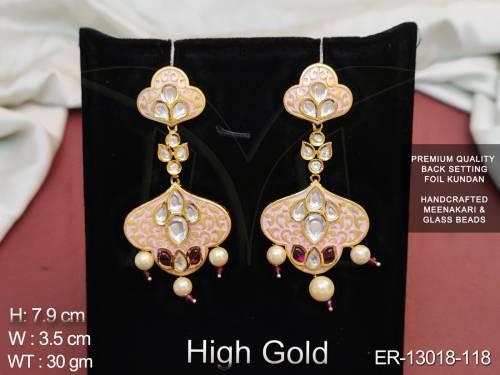 Clustered Pearl Fancy Design Party wear Beautiful Glass Beads Kundan Earring