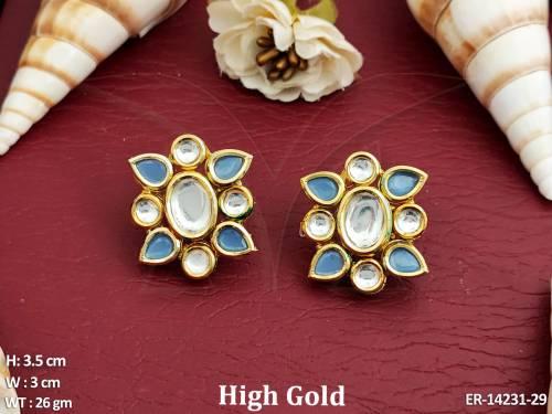 Kundan Full Stone High Gold Polish Fancy Designer style Earrings  — ER-14231-29