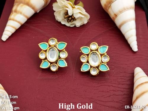 Kundan Full Stone High Gold Polish Fancy Designer style Earrings  — ER-14231-29