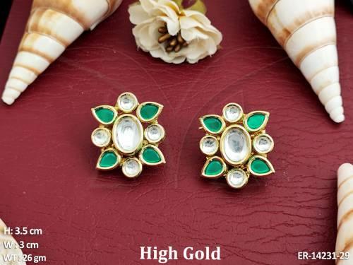 Kundan Full Stone High Gold Polish Fancy Designer style Earrings  — ER-14231-29