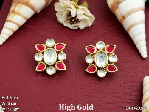 Kundan Full Stone High Gold Polish Fancy Designer style Earrings  — ER-14231-29