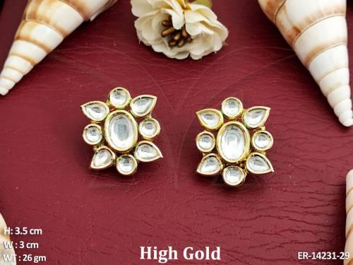 Kundan Full Stone High Gold Polish Fancy Designer style Earrings  — ER-14231-29