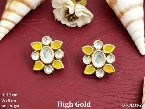 Kundan Full Stone High Gold Polish Fancy Designer style Earrings  — ER-14231-29