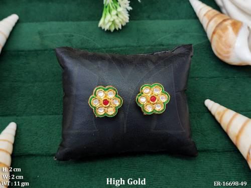 Kundan High Gold  Full Stone Party Wear Earrings  