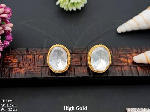Kundan Design High Gold Fancy Tops Earrings  