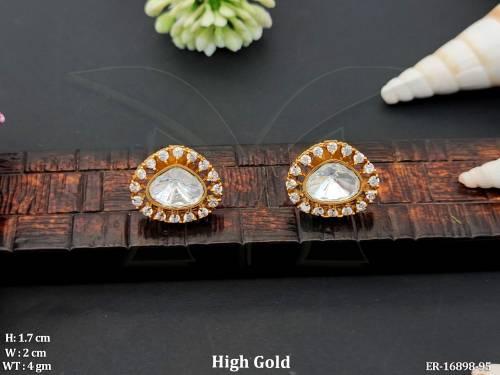 Kundan Full Stone High Gold Polish Design Fancy Earrings  