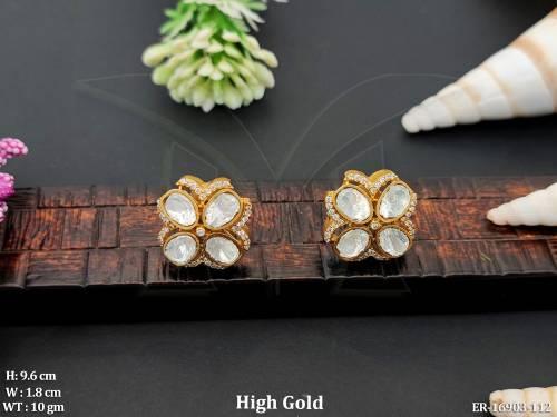 Kundan Design High Gold Fancy Stone Earrings  