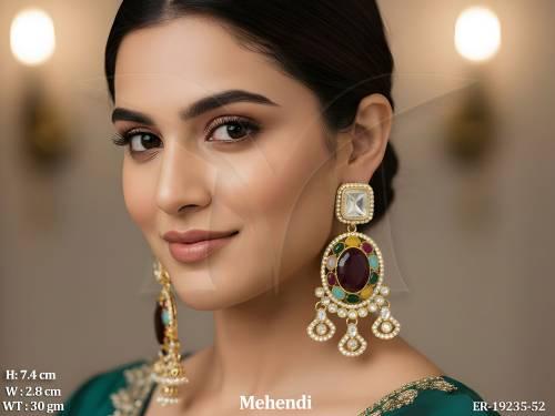 traditional-mehandi-finish-kundan-earrings