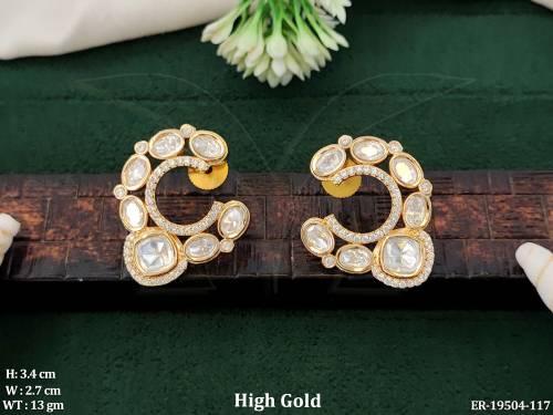 High Gold Designer Kundan Stud Earrings for Women