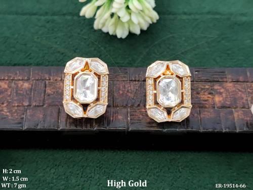 Elegant Kundan Polki Party Wear Stud Earrings