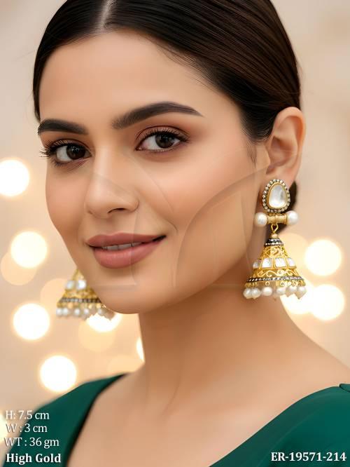 Ethnic Designer Kundan Jhumka Earrings for Festive Wear