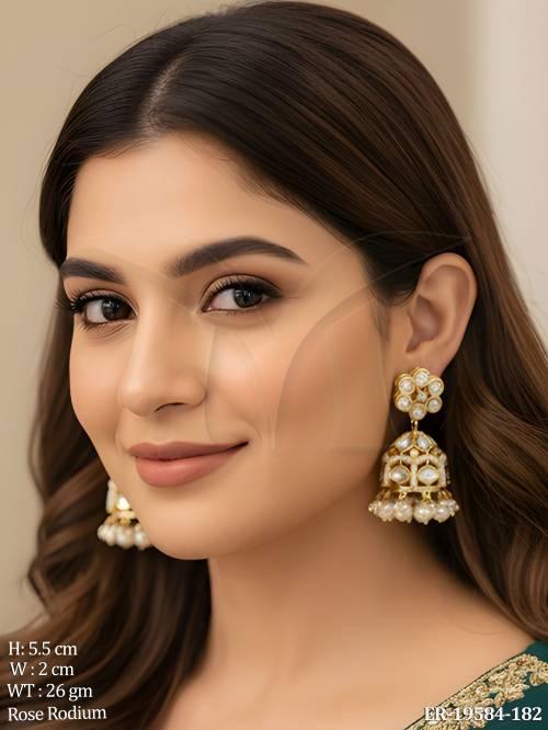 Festive Wear Pearl Studded Jhumka Earrings