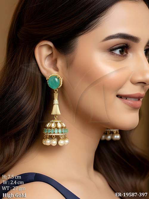 Fancy Stone Studded Jhumka Earrings for Women