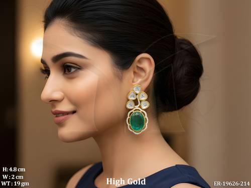 Oval Stone Kundan Designer Stud Earrings