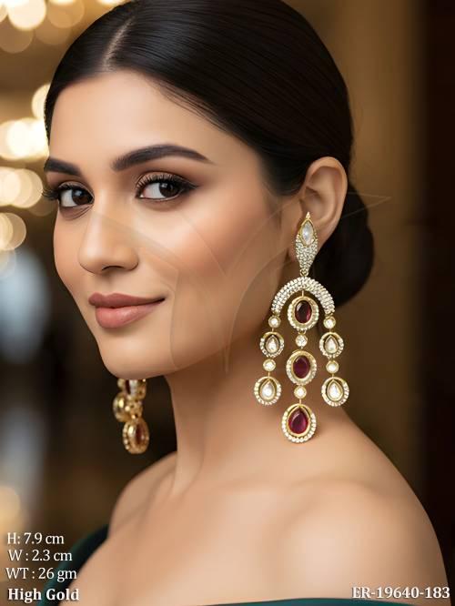 Statement Kundan Chandbali Earrings for Wedding Wear