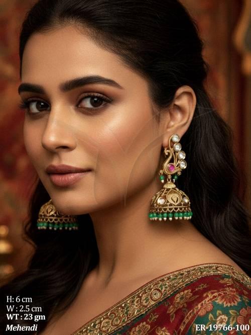 Traditional Peacock Style Mehendi Party Wear Earrings