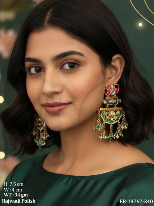 Traditional Rajwadi Kundan Party Wear Earrings