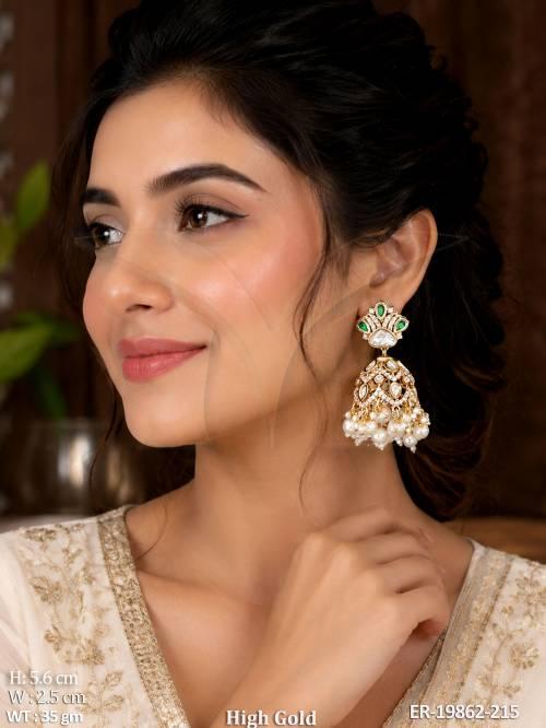 Fancy Kundan Pearl Jhumka Party Wear Earrings