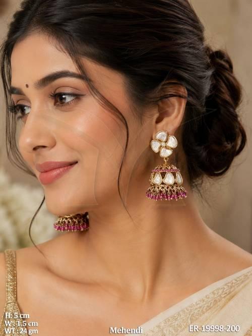 Kundan Mehendi Polish Designer Jhumka Earrings