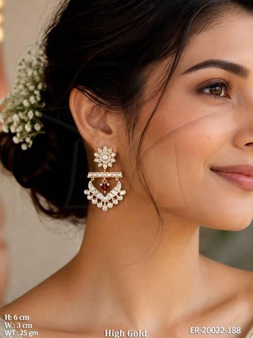 Fancy Designer Kundan Chandbali Earrings