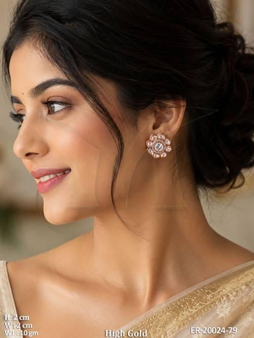 Fancy Designer Kundan Emerald Stud Earrings