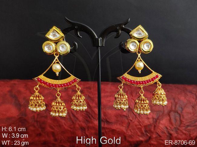 Antique Designer Fancy High Gold Polish Party wear Jhumka Earrings
