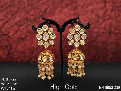high-gold-polish-kundan-stones-party-wear-jhumka-earring