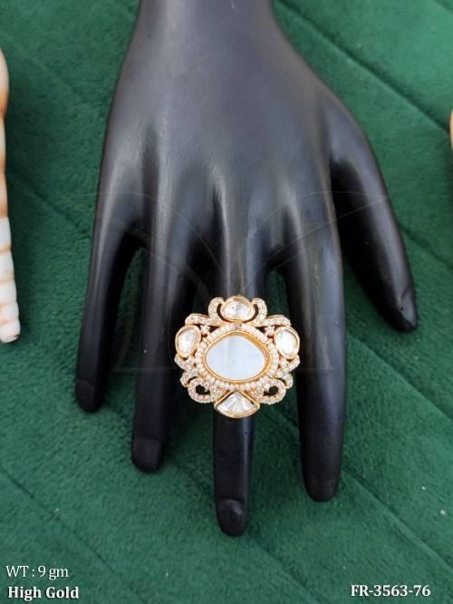 Traditional Kundan Pearl Stone Adjustable Finger Rings