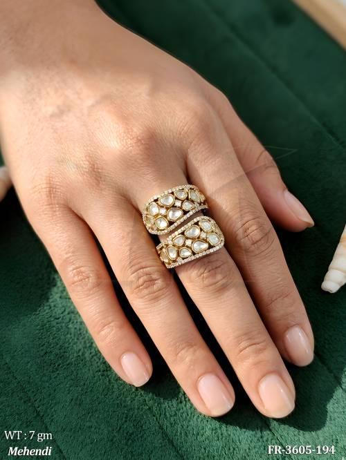AD CZ Stone Mehendi Full CZ Party Wear Finger Rings