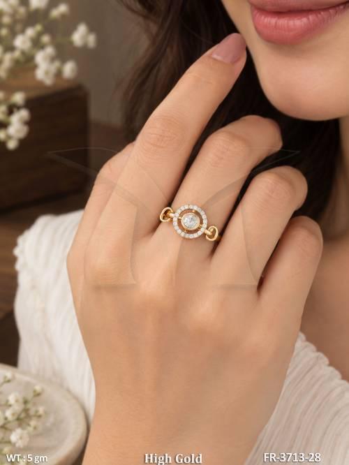 Designer Circular Kundan Solitaire Statement Ring