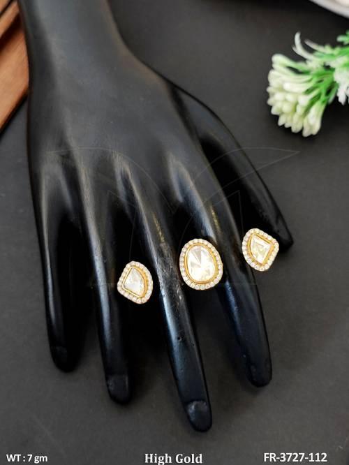 High Gold Kundan Designer Finger Ring