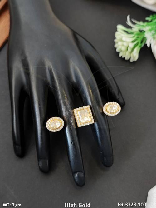 Elegant Oval Kundan Stone Finger Ring